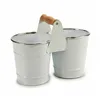 Planter Double White Silver Wood Zinc 20 x 15 x 10,2 cm (24 Units)