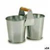 Planter Double Brown Silver Wood Zinc 20 x 15 x 10,2 cm (24 Units)