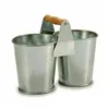 Planter Double Brown Silver Wood Zinc 20 x 15 x 10,2 cm (24 Units)