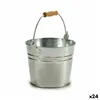 Planter Bucket Silver Wood Zinc 22,5 x 27 x 22 cm (24 Units)