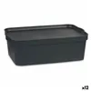 Storage Box with Lid Anthracite Plastic 14 L 29,5 x 14,3 x 45 cm (12 Units)