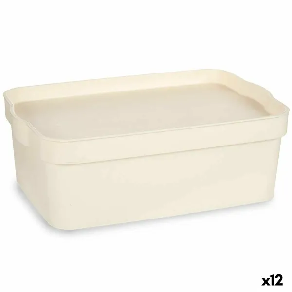 Storage Box with Lid Cream Plastic 6 L 21,5 x 11 x 31,5 cm (12 Units)