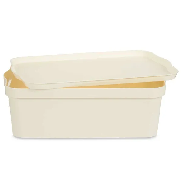 Storage Box with Lid Cream Plastic 14 L 29,5 x 14,3 x 45 cm (12 Units)