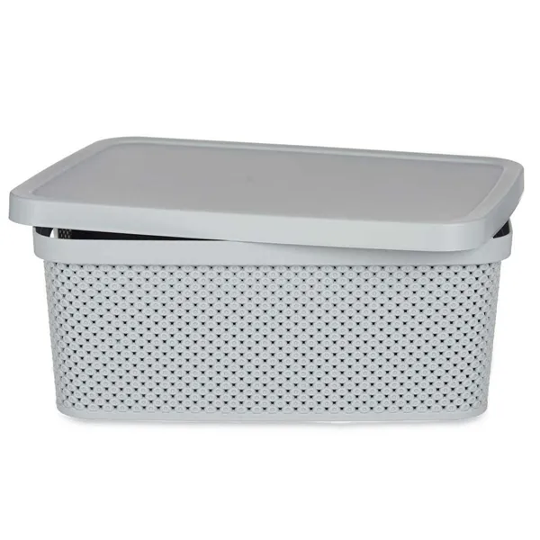 Storage Box with Lid Grey Plastic 13 L 28 x 15 x 39 cm (12 Units)