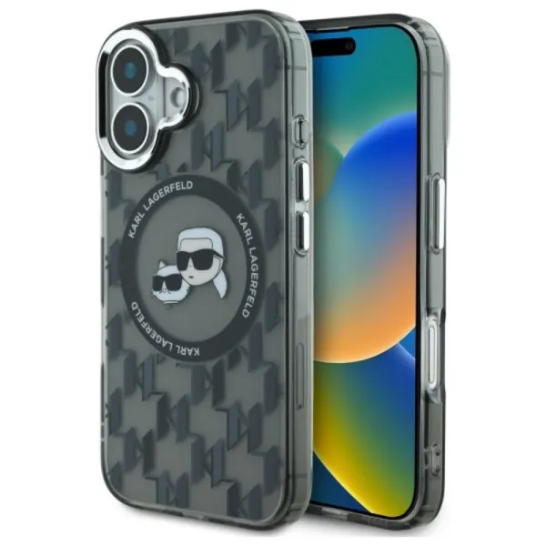 Karl Lagerfeld IML Monogram Karl & Choupette Head MagSafe - Case for iPhone 16 (black)