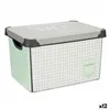 Storage Box with Lid Home Graph paper Grey Plastic 17 L 28 x 22 x 37 cm (12 Units)