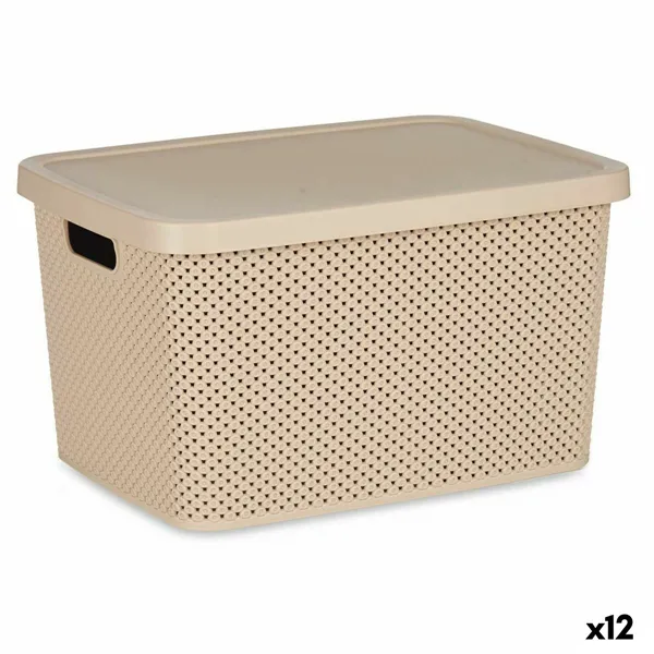 Storage Box with Lid Beige Plastic 19 L 28 x 22 x 39 cm (12 Units)