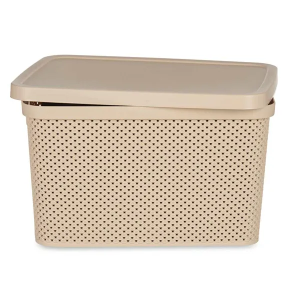 Storage Box with Lid Beige Plastic 19 L 28 x 22 x 39 cm (12 Units)