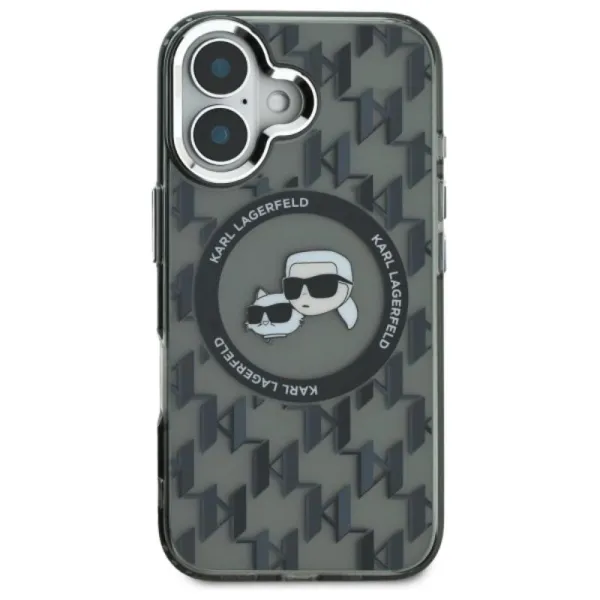 Karl Lagerfeld IML Monogram Karl & Choupette Head MagSafe - Case for iPhone 16 (black)