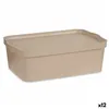 Storage Box with Lid Beige Plastic 14 L 29,5 x 14,5 x 45 cm (12 Units)