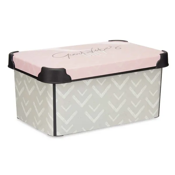 Storage Box with Lid Vibes Arrows Pink Plastic 5 L 19 x 13,5 x 29,5 cm (12 Units)