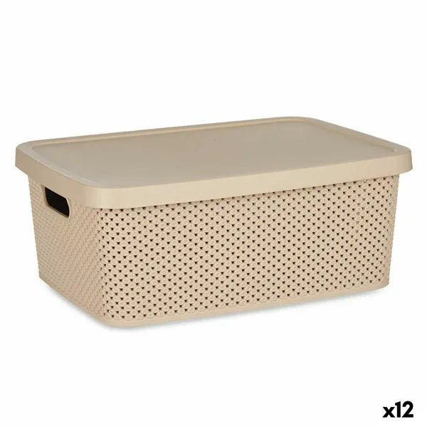 Storage Box with Lid Beige Plastic 13 L 28 x 15 x 39 cm (12 Units)