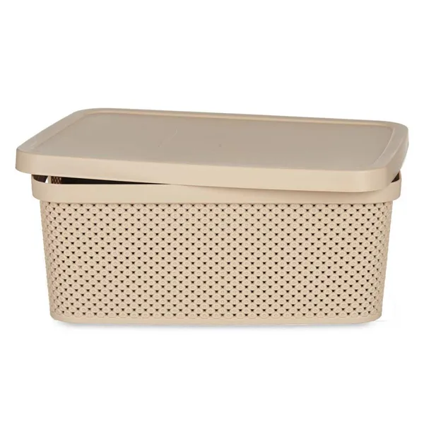 Storage Box with Lid Beige Plastic 13 L 28 x 15 x 39 cm (12 Units)