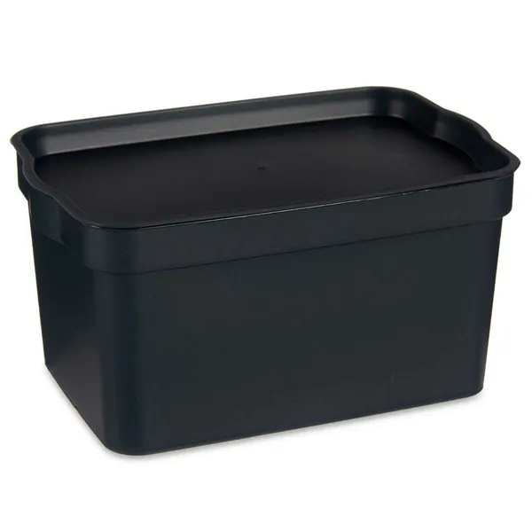 Storage Box with Lid Anthracite Plastic 2,3 L 13,5 x 11 x 20 cm (24 Units)