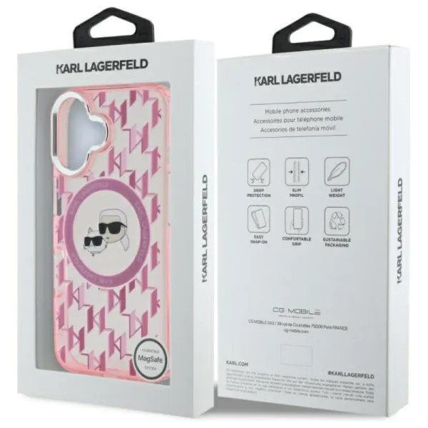 Karl Lagerfeld IML Monogram Karl & Choupette Head MagSafe - Case for iPhone 16 (pink)