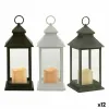 LED Lantern White Black Crystal Plastic 13,5 x 34,5 x 13,5 cm (12 Units)