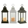 LED Lantern White Black Crystal Plastic 13,5 x 34,5 x 13,5 cm (12 Units)