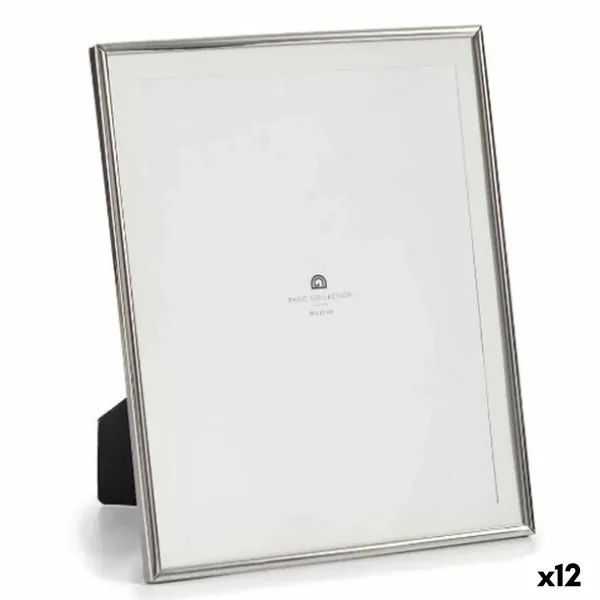 Photo frame Silver Crystal Steel 23 x 28 x 15 cm (12 Units)