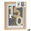 Wall photo frame Natural Glass MDF Wood 20,5 x 2,5 x 26,5 cm (6 Units)