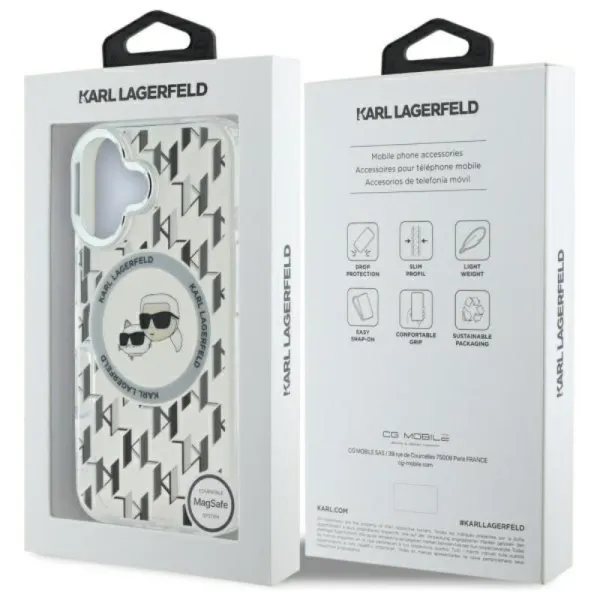 Karl Lagerfeld IML Monogram Karl & Choupette Head MagSafe - Case for iPhone 16 (transparent)