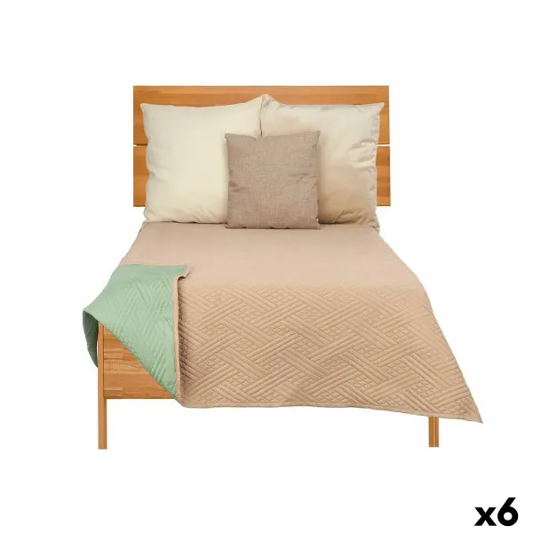 Reversible Bedspread 240 x 260 cm Green Beige (6 Units)