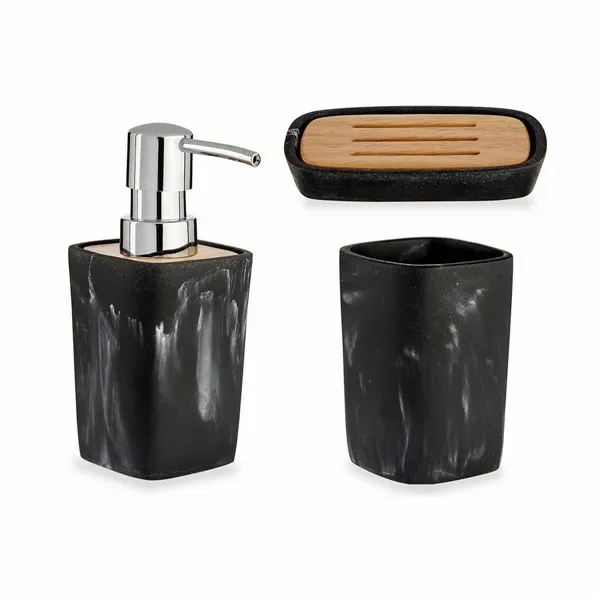 Bath Set Black Bamboo Plastic (8 Units)