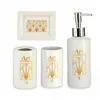 Bath Set White Golden Ceramic (12 Units)