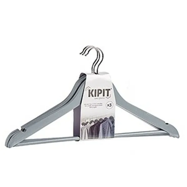 Set of Clothes Hangers Grey Wood (24 Units)