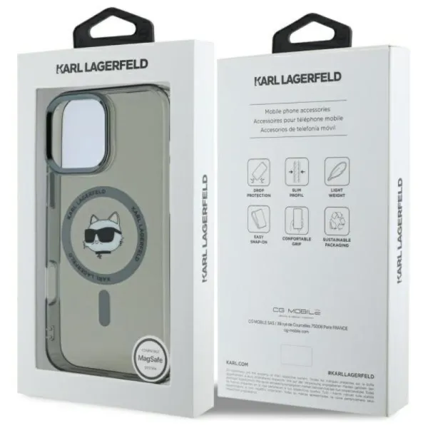 Karl Lagerfeld IML Metal Choupette Head MagSafe - Case for iPhone 16 Pro Max (black)