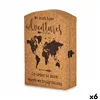 Key cupboard World Map Brown Cork MDF Wood 20 x 7,5 x 29 cm (6 Units)