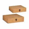 Set of decorative boxes Brown Cork MDF Wood (6 Units)