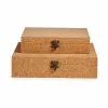 Set of decorative boxes Brown Cork MDF Wood (6 Units)