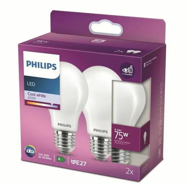 LED lamp Philips Equivalent 75 W E (4000 K) (2 Units)