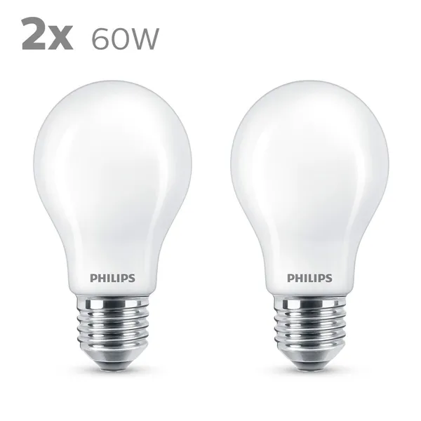 LED lamp Philips Classic Standard 60 W White E E27 (2700 K) (2 Units)