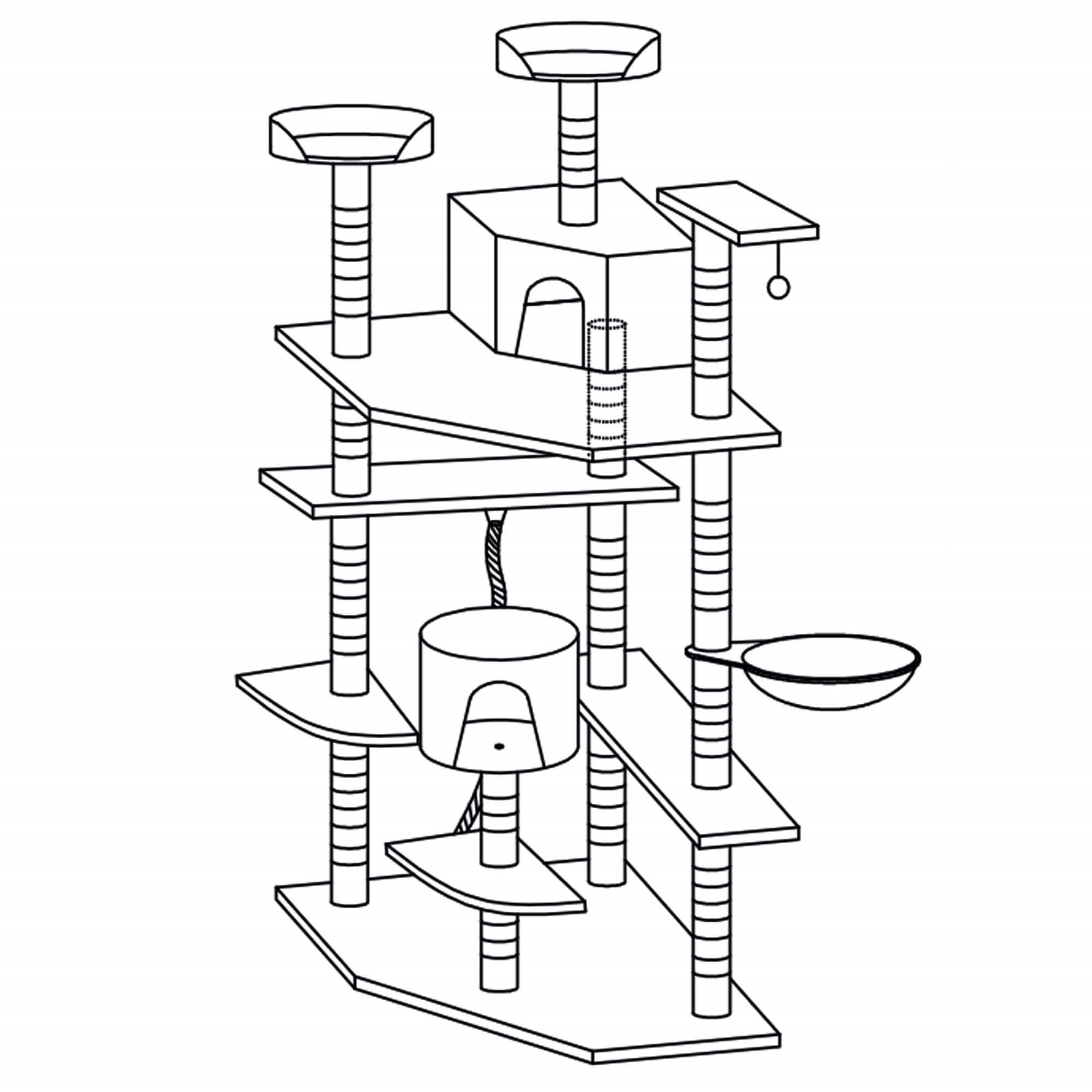 Multi-level cat house Springos PA1045 203 cm