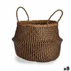 Decorative basket Brown Black Rushes 8 L 36 x 30 x 36 cm (8 Units)