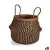 Decorative basket Black Natural Rushes 8 L 31 x 38 x 31 cm (8 Units)