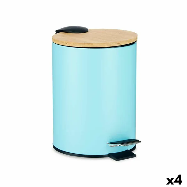 Rubbish bin Blue Metal Bamboo 3 L (4 Units)