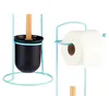 Toilet Roll Holder Blue Metal Bamboo 17 x 57 x 16,5 cm (6 Units)