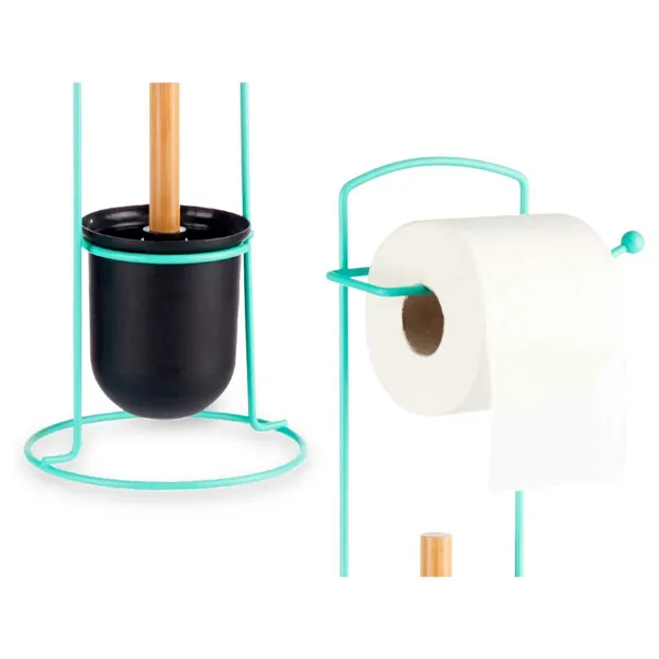 Toilet Roll Holder Mint Metal Bamboo 17 x 57 x 16,5 cm (6 Units)