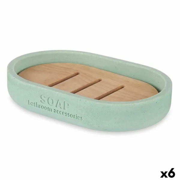 Soap dish Mint Resin Bamboo 12,5 x 2,5 x 8,5 cm (6 Units)