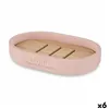 Soap dish Pink Resin Bamboo 12,5 x 2,5 x 8,5 cm (6 Units)