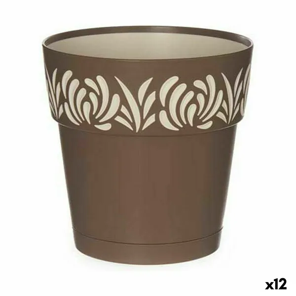 Self-watering flowerpot Stefanplast Gaia Brown Plastic 15 x 15 x 15 cm (12 Units)