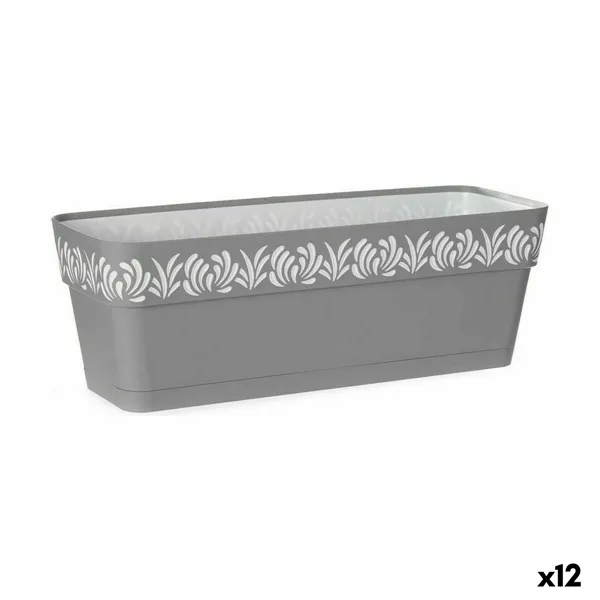 Self-watering planter Stefanplast Gaia Grey Plastic 49,5 x 17 x 19 cm (12 Units)