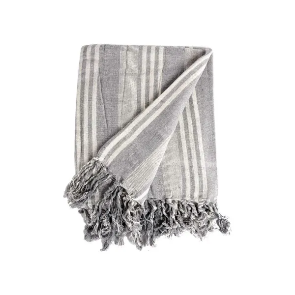 Multipurpose throw Stripes 235 x 205 cm White Grey (8 Units)