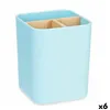 Toothbrush Holder Blue Bamboo polypropylene 9 x 11 x 9 cm (6 Units)