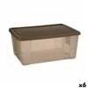 Storage Box with Lid Stefanplast Elegance Brown Plastic 29 x 17 x 39 cm (6 Units)