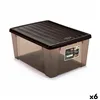 Storage Box with Lid Stefanplast Elegance Brown Plastic 15 L 29 x 17 x 39 cm (6 Units)