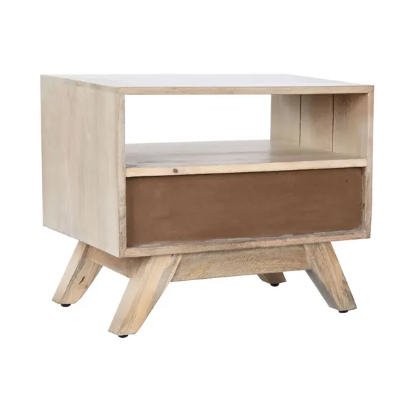 Nightstand DKD Home Decor White Natural Mango wood 55 x 35 x 45 cm