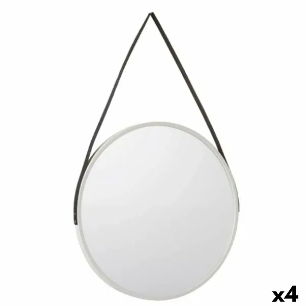 Wall mirror White Black Crystal Polyskin 45 x 45 x 3 cm (4 Units)